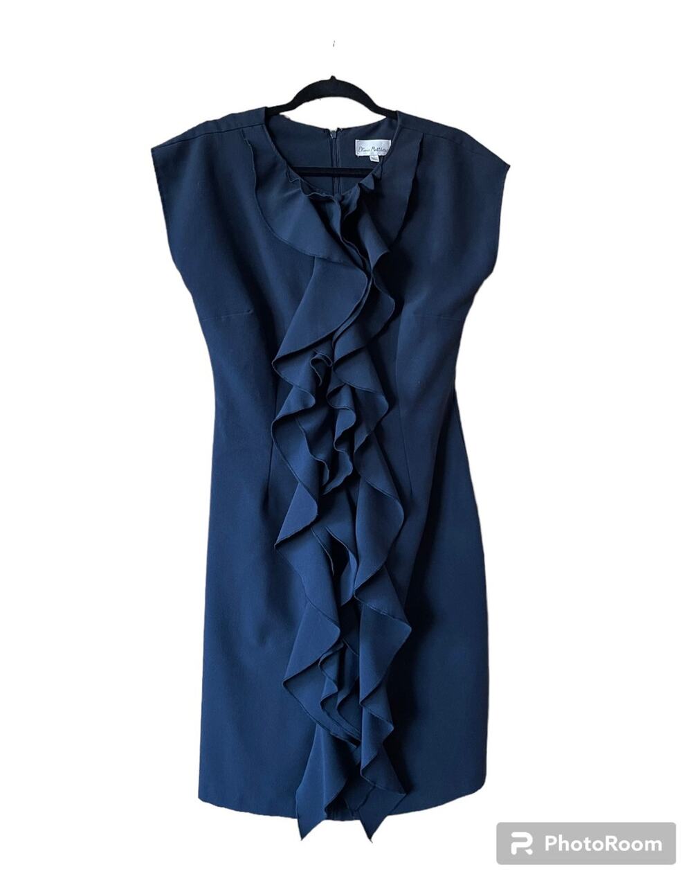 Olivia Matthews Round Neck Cap Sleeves Ruffle Front Mini 10